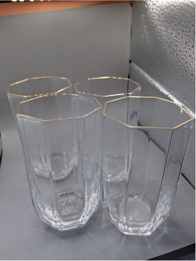 Mikasa Crystal Triumph Gold Highball X 4